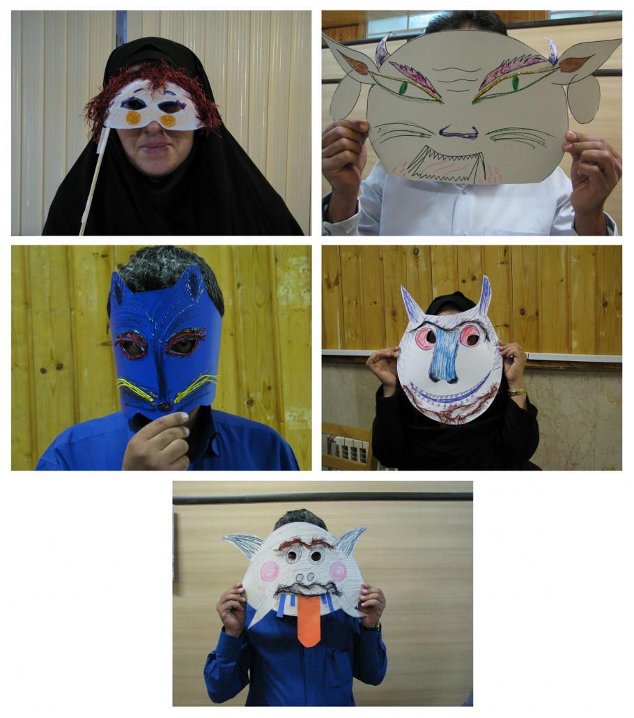 Teachers making masks in RWM workshops - Read with Me in Sirjan - Nov 2015