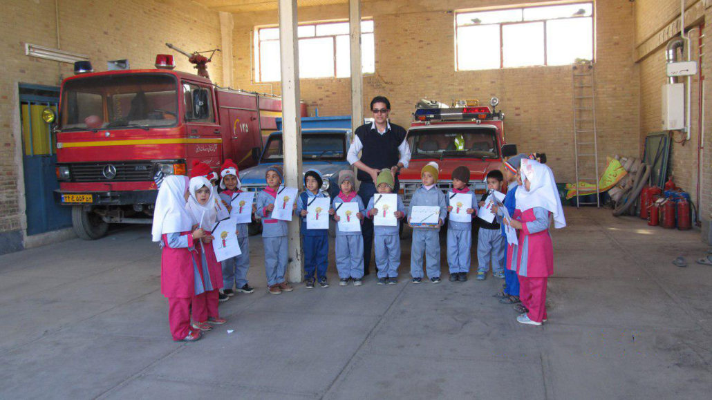 Children visited Khusf fire station and its chief officer - Read with Me in South Khorasan - January 2017