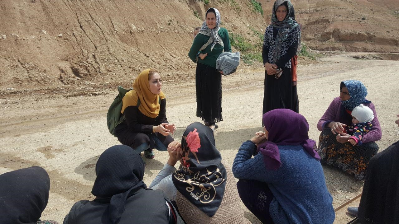 Read with Me volunteer promoters, carrying the Book Backpacks, traveled to the flooded villages of Lorestan with great urgency. KanKhan Yaghoub Village, NourAbad, Lorestan – April 2019